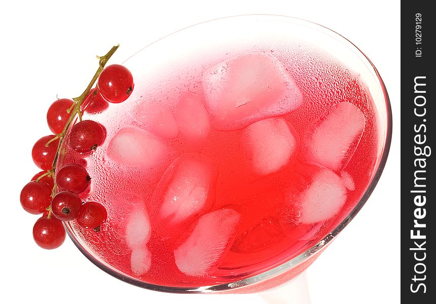 Cocktail with red current on white