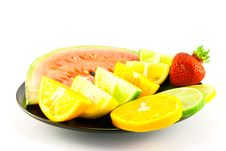 Watermelon With Citrus Segments And Strawberry Stock Photos Watermelon With Citrus Segments And Strawberry Stock Photos