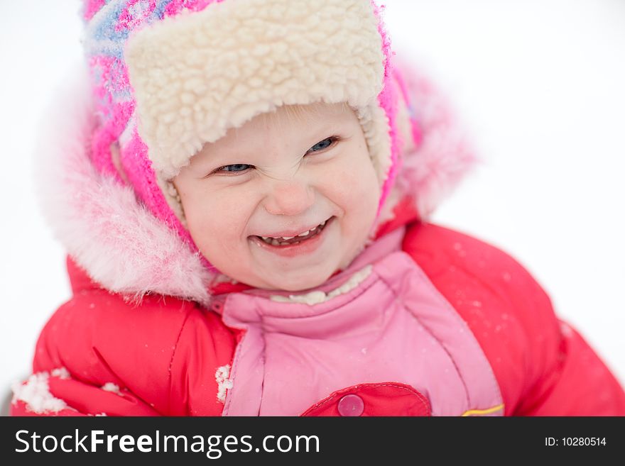 Portrait of a child in winter