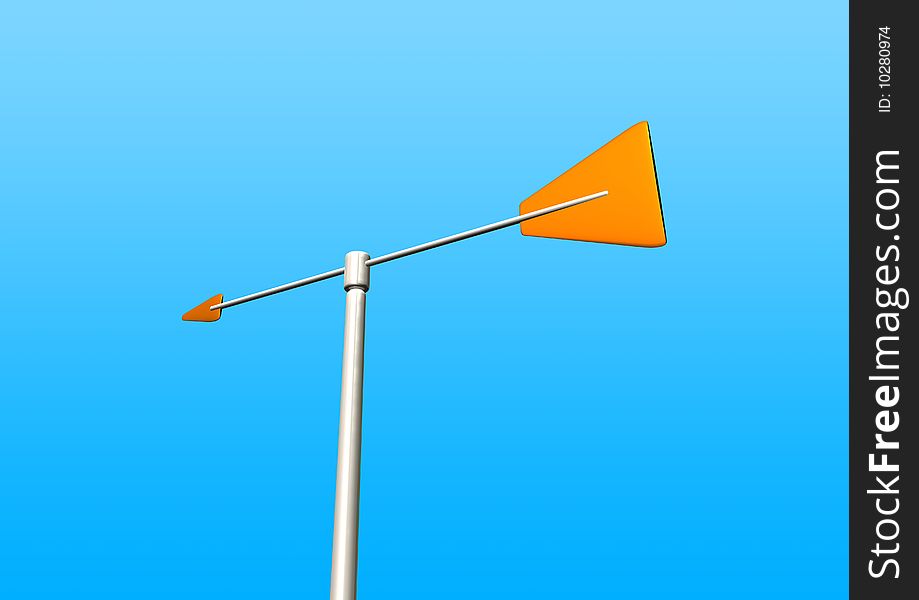 A orange vane with blue background.