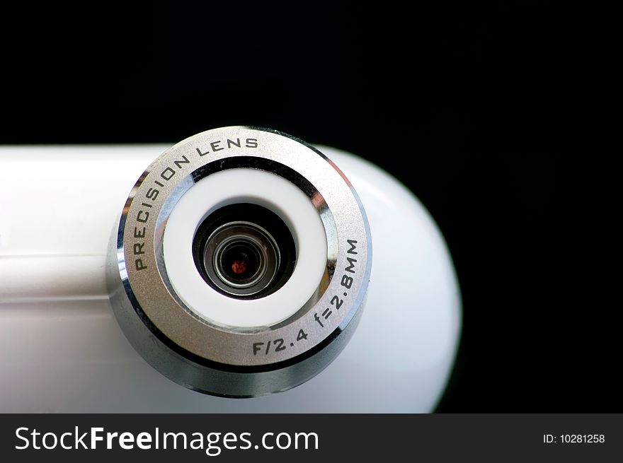 White webcam isolated on the black background. White webcam isolated on the black background