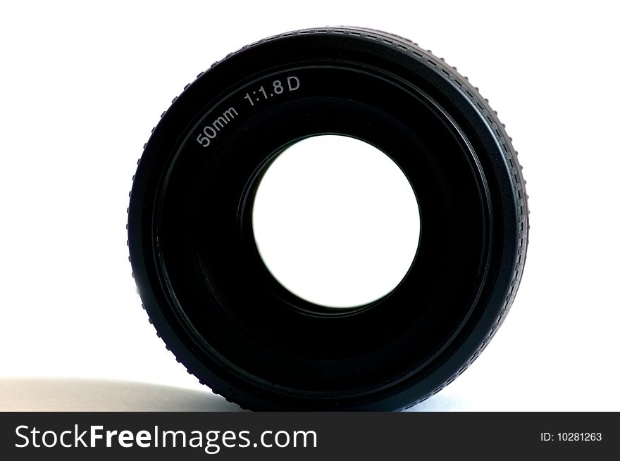 Black lens isolated on the white background