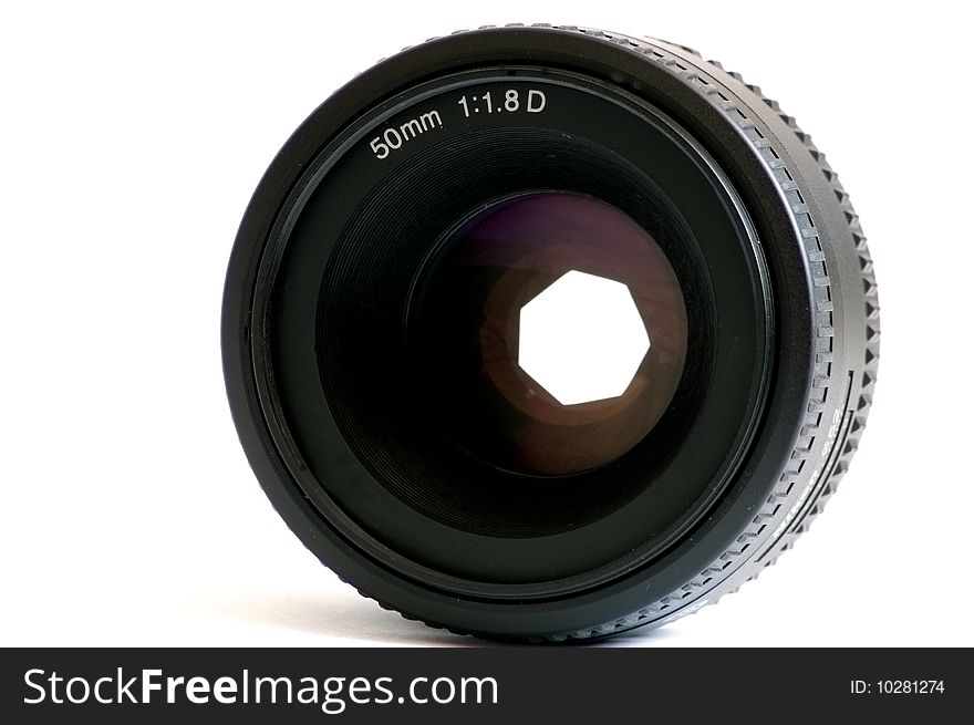 Photo lens isolated on the white background