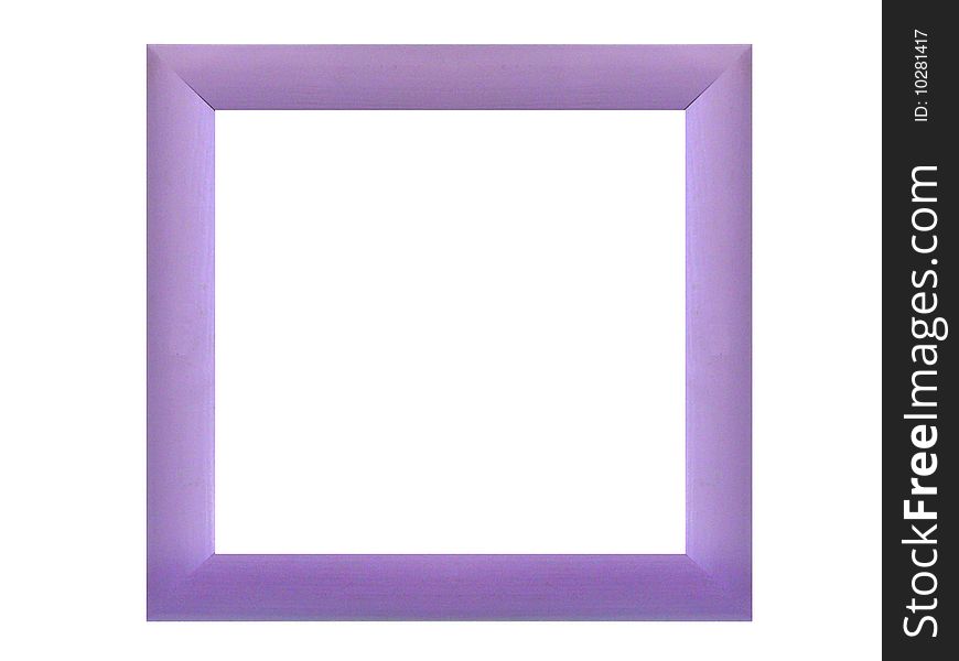 Decorative violet wood frame isolated over white background