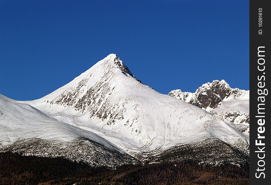 A view of The Tatra Mountains in winter, Slovakia.