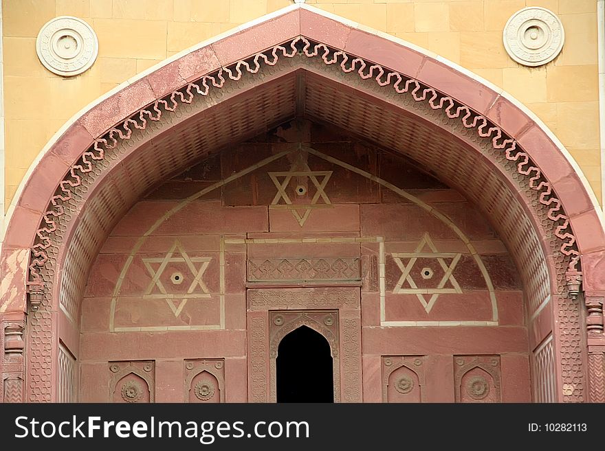 Door at temple in Agra, India. Door at temple in Agra, India