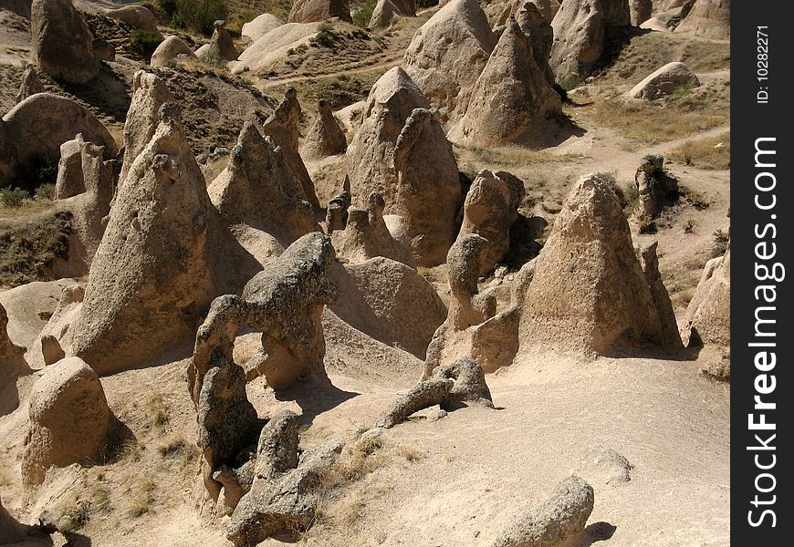 Stone formations in Cappadocia, Turkey