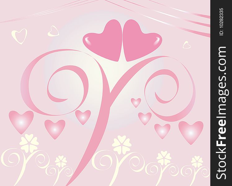 Love hearts  floral stylized background. Love hearts  floral stylized background.