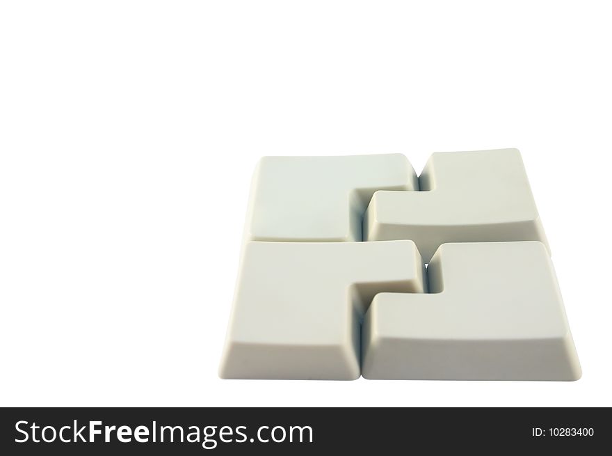 Four empty keys Enter removed on a white background