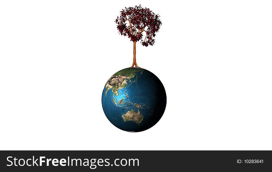 Planet and tree