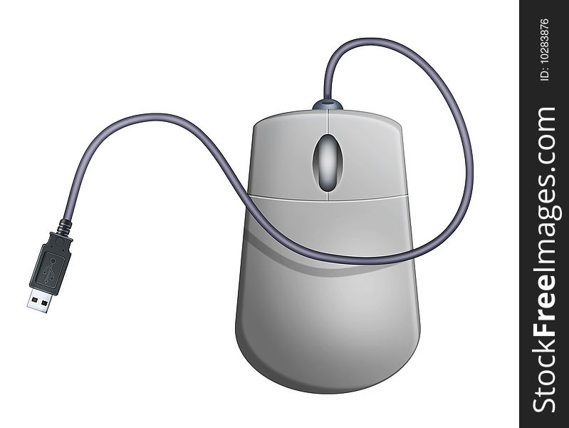 Computer generated illustration: realistic grey mouse. Isolated object on white background. Computer generated illustration: realistic grey mouse. Isolated object on white background