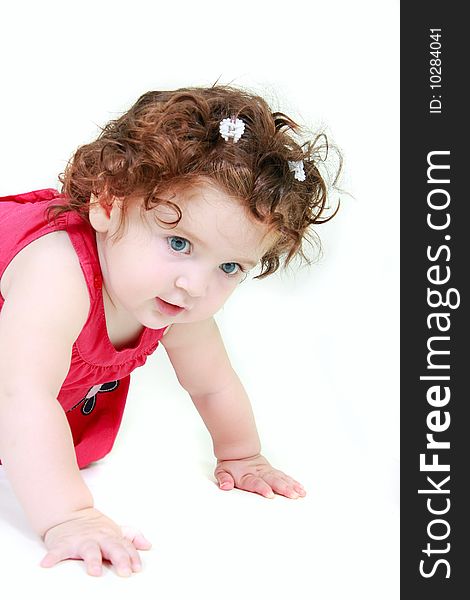 Cute toddler over white background