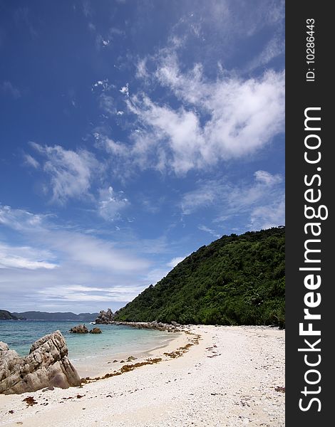 Tropical beach, jungle and sunny sky in Okinawa, Japan. Tropical beach, jungle and sunny sky in Okinawa, Japan
