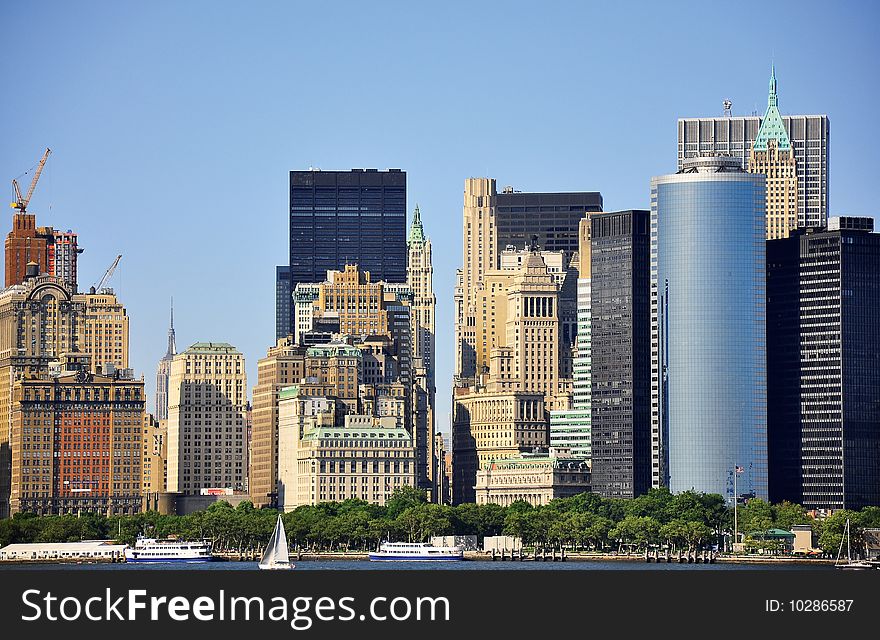 Shot of lower manhattan with from State Island ferry. Shot of lower manhattan with from State Island ferry.