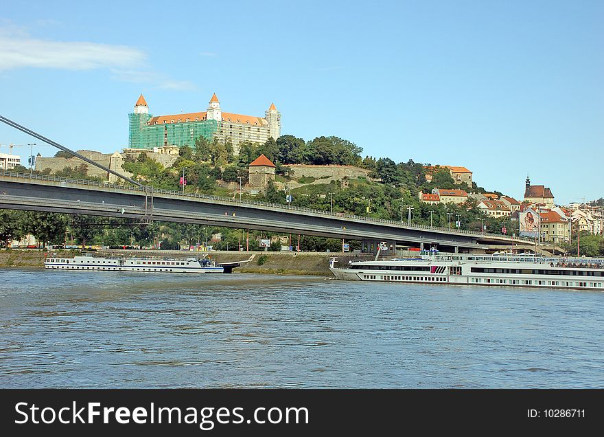 View on the city with the castle. View on the city with the castle