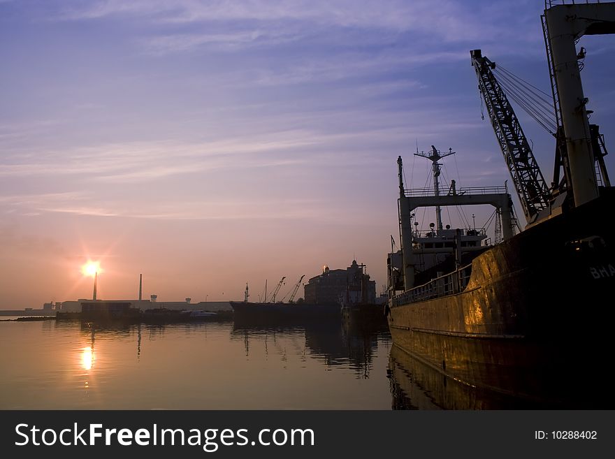 Calm and Warm morning sun brushing golden light into the ship.