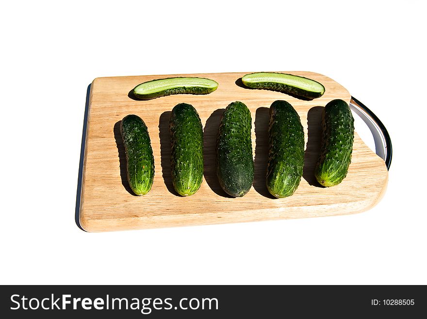 Cucumbers On Cutting Board