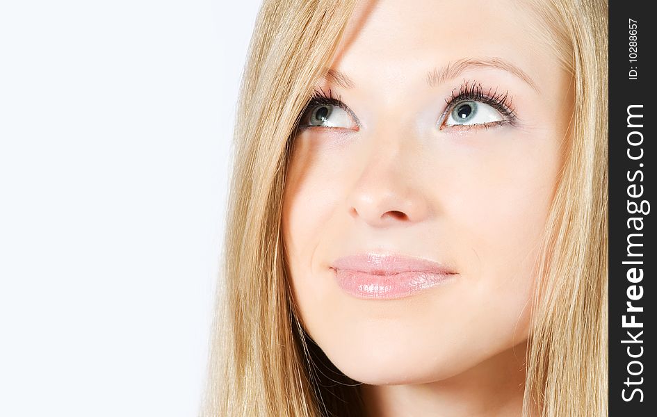 Close-up of a beautiful young fresh blonde portrait. Close-up of a beautiful young fresh blonde portrait