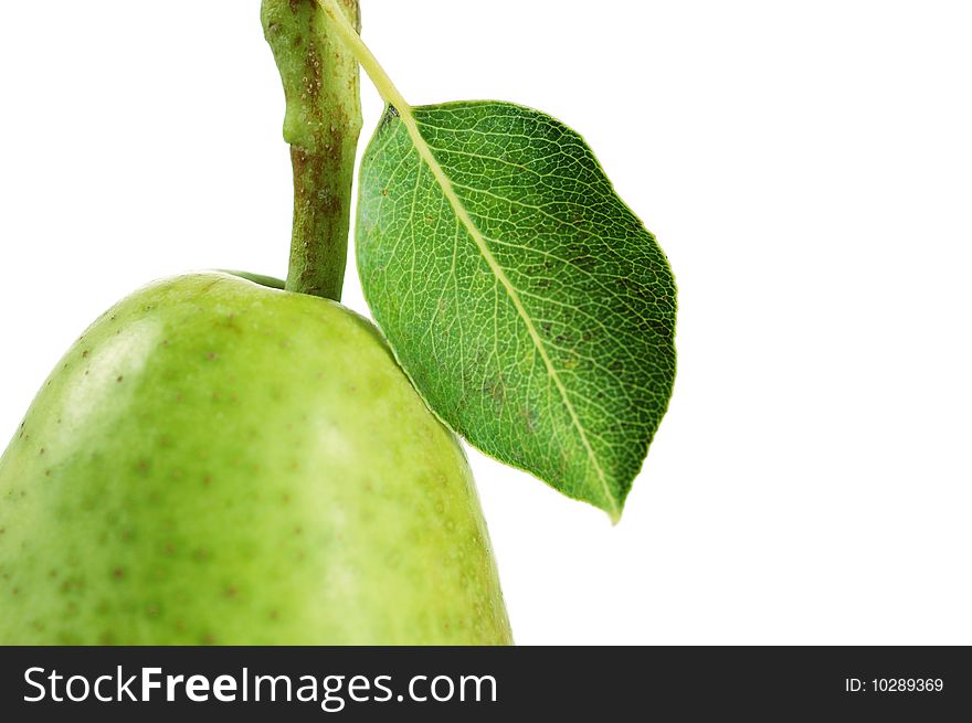 Green pear with white background. Green pear with white background