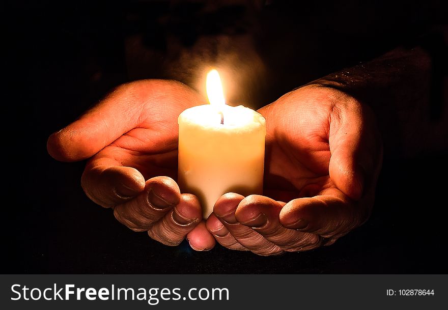 Candle, Hand, Lighting, Finger