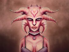 Sexy Grunge Alien Medusa Girl Stock Image