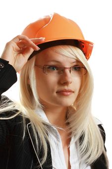 Attractive Female Architect In Hardhat Royalty Free Stock Photography