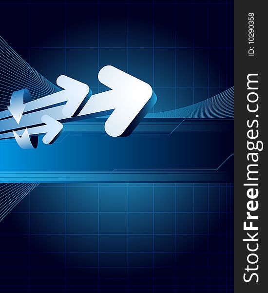 Blue abstract background with arrows and place for your text