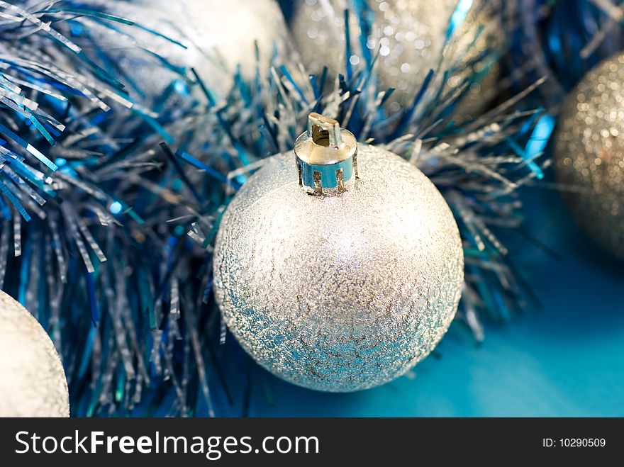 Christmas decoration baubles and tinsel. Christmas decoration baubles and tinsel