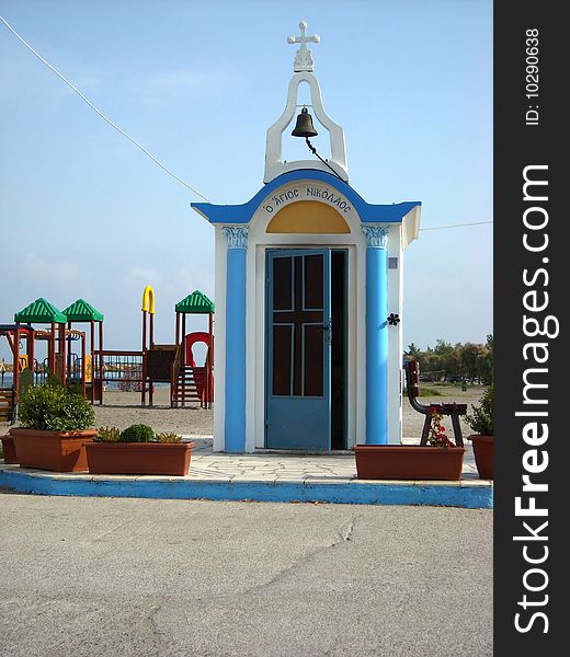 Small white church Agios Nikolaos. Small white church Agios Nikolaos