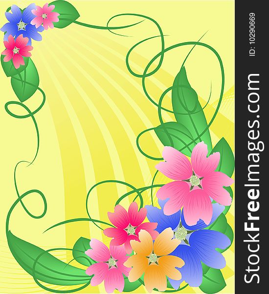 A bright bouquet of flowers. Vector Illustration