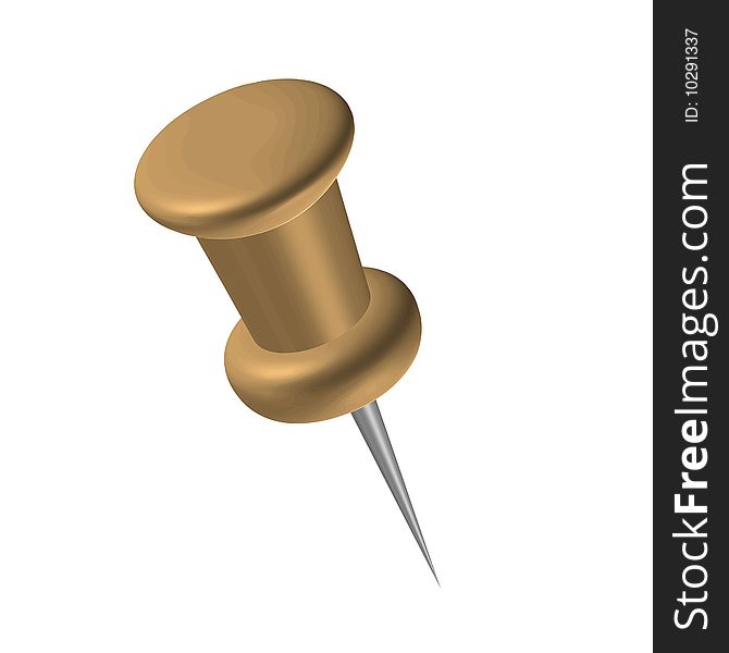 One office pin made from wood and steel, isolated on the white background. Clipping path included