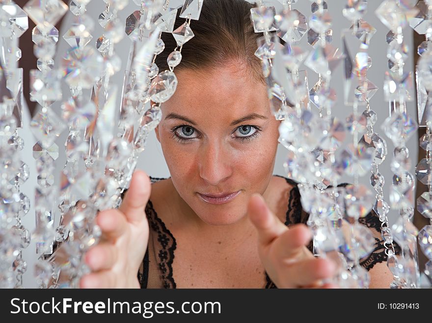 Young brunette attractive Woman portrait with glitter. Young brunette attractive Woman portrait with glitter