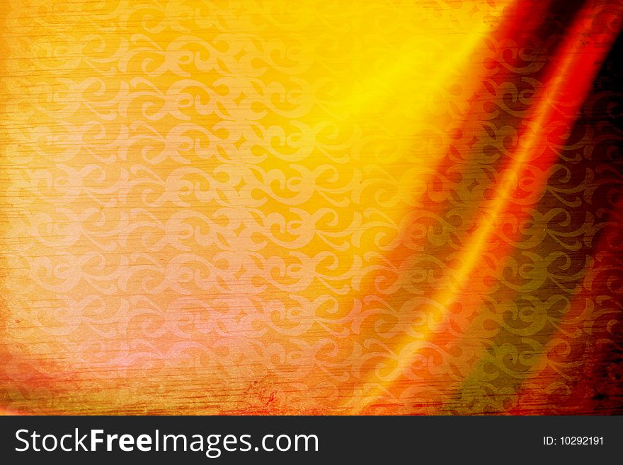 Orange and yellow texture with light effects. Old waves surface. Orange and yellow texture with light effects. Old waves surface