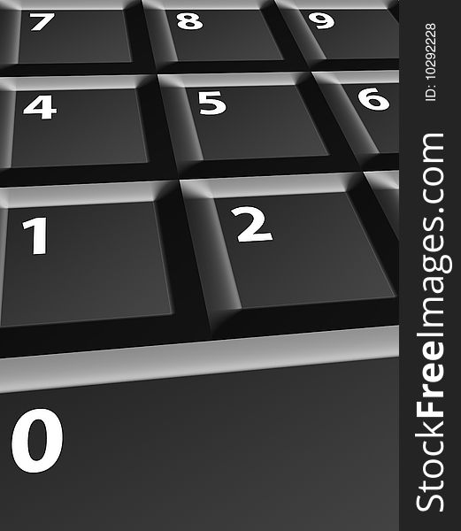 Gray numbers keyboard with perspective effect. Business illustration