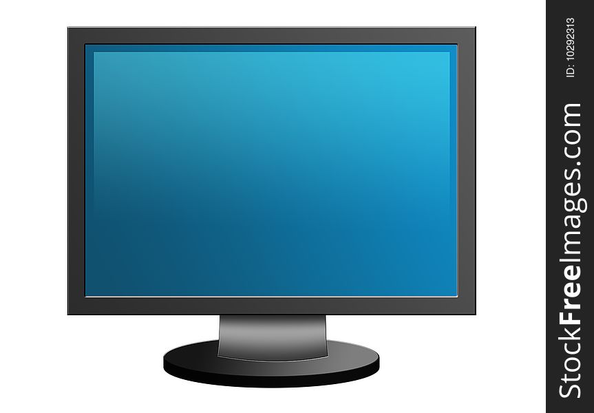 Blue screen over white background. Blank illustration