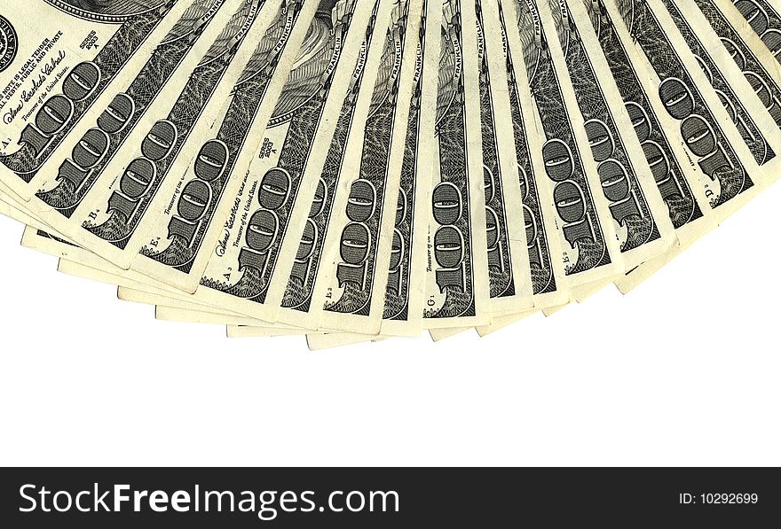 Stack of american dollars with space for text