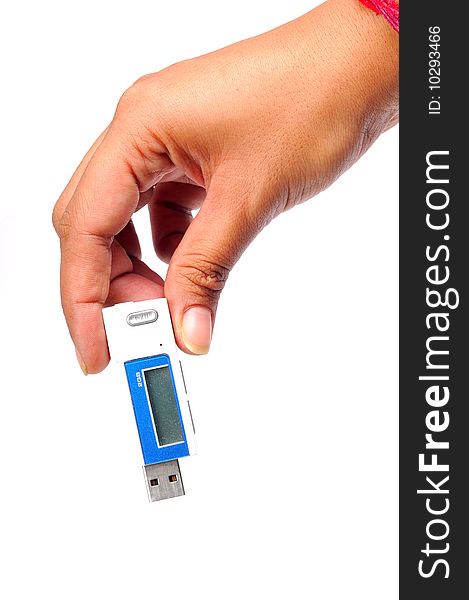 Female hand holding usb drive.