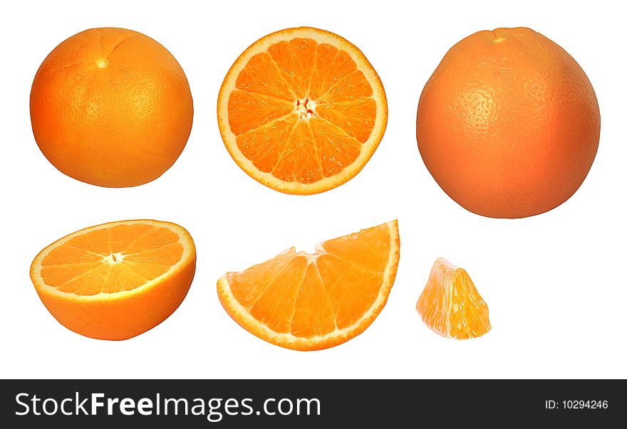 Collection of oranges on white background with clipping paths. Collection of oranges on white background with clipping paths