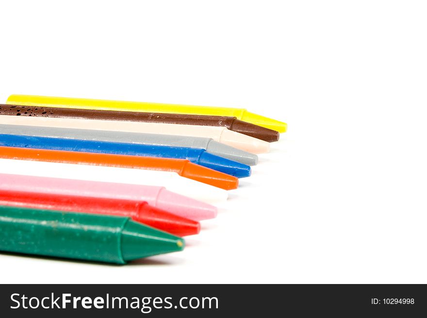 Crayons isolated isolated  on a  white background. Crayons isolated isolated  on a  white background