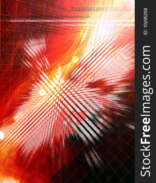 Abstract background with a grid, figures and effect of movement. Abstract background with a grid, figures and effect of movement