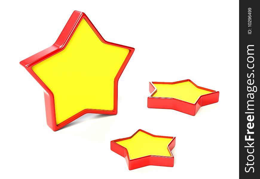 Three stars isolated on white background