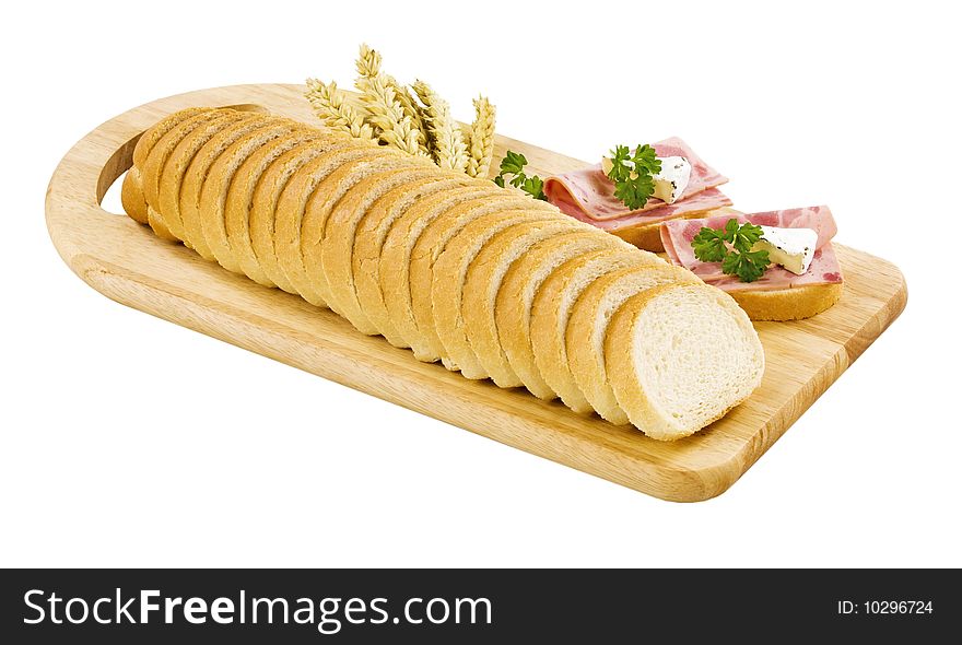 Slices of white bread on a cutting board