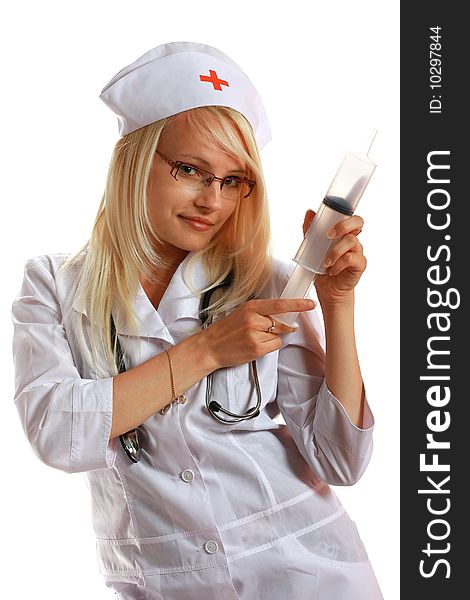 Attractive Lady Doctor With Syringe