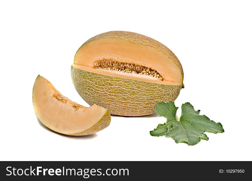 Melon section and segment isolated on white background