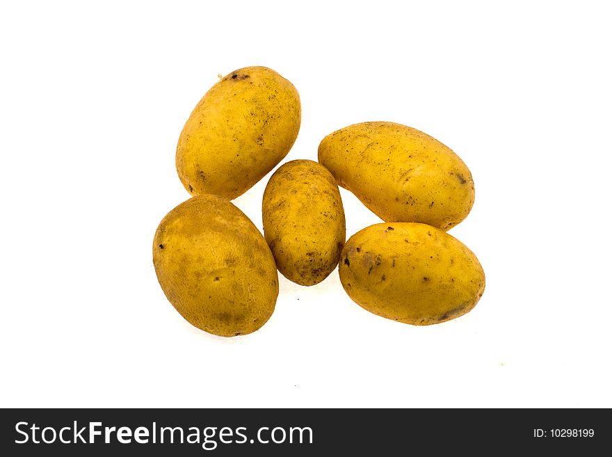 Potato fruits on a white background