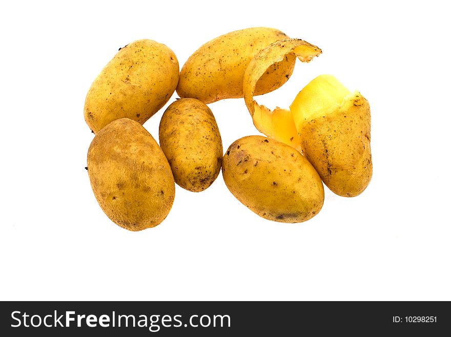 Potato fruits on a white background