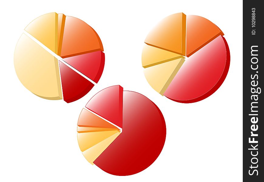 Set of 3 pie charts. Available in jpeg and eps8 format.