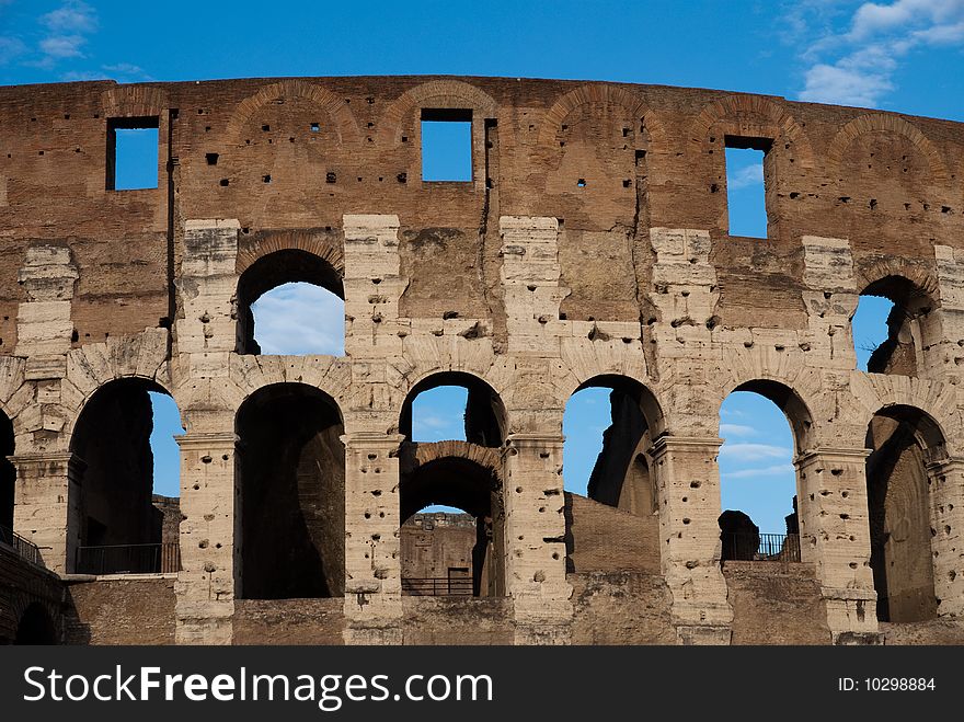 Exterior view of Italy Rome historical site Colosseum. Exterior view of Italy Rome historical site Colosseum