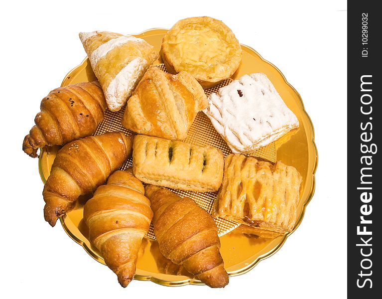 The big plate with croissants and gipfels. The big plate with croissants and gipfels