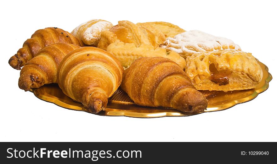 The big plate with croissants and gipfels. The big plate with croissants and gipfels